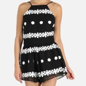 Endless Rose Spaghetti Strap Romper Black